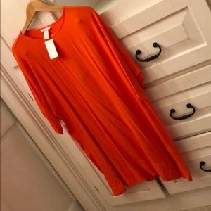 Orange crepe t-shirt dress